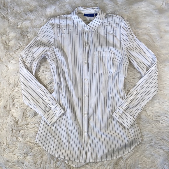 🍋[ Apt. 9 ] Pinstripe Embellished Blouse - Picture 5 of 11